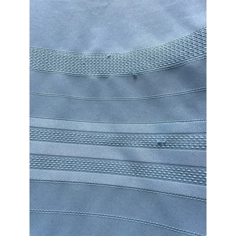 Vintage Blue Woven Damask Tablecloth Rectangular Striped 1980s Fabric Craft